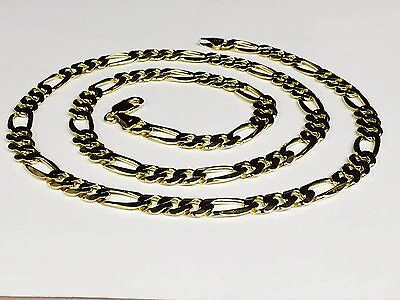 Pre-owned Nova 14kt Solid Yellow Gold Figaro Link Men's Necklace 24" 8 Mm 58 Grams In No Stone
