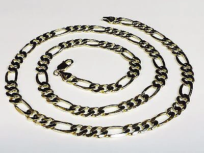 Pre-owned Nova 14kt Solid Yellow Gold Figaro Link Men's Necklace 24" 8 Mm 58 Grams In No Stone