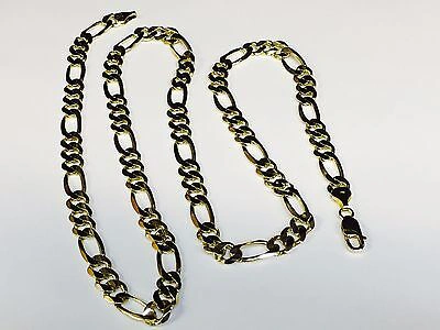 Pre-owned Nova 14kt Solid Yellow Gold Figaro Link Men's Necklace 24" 8 Mm 58 Grams In No Stone