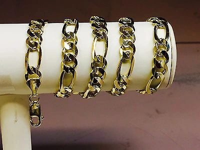 Pre-owned Nova 14kt Solid Yellow Gold Figaro Link Men's Necklace 24" 8 Mm 58 Grams In No Stone