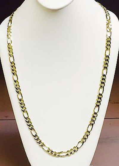 Pre-owned Nova 14kt Solid Yellow Gold Figaro Link Men's Necklace 24" 8 Mm 58 Grams In No Stone