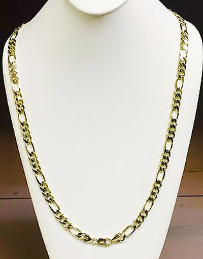 Pre-owned Nova 14kt Solid Yellow Gold Figaro Link Men's Necklace 24" 8 Mm 58 Grams In No Stone