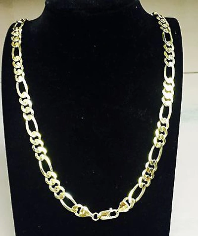 Pre-owned Nova 14kt Solid Yellow Gold Figaro Link Men's Necklace 24" 8 Mm 58 Grams In No Stone