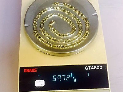Pre-owned Nova 14kt Solid Yellow Gold Figaro Link Men's Necklace 24" 8 Mm 58 Grams In No Stone