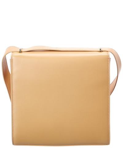 Shop Bottega Veneta The Clip Leather Shoulder Bag In Beige