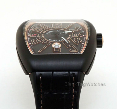 Pre-owned Franck Muller Vanguard Black Titanium Rose Gold V45 Sc Dt Tt Br 5n Wristwatch