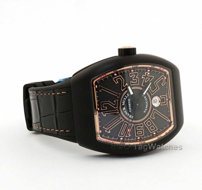 Pre-owned Franck Muller Vanguard Black Titanium Rose Gold V45 Sc Dt Tt Br 5n Wristwatch