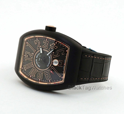 Pre-owned Franck Muller Vanguard Black Titanium Rose Gold V45 Sc Dt Tt Br 5n Wristwatch