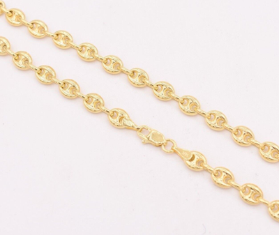Pre-owned Bayam 4.7mm Puffed Mariner Anchor Chain Necklace Real Solid 14k Yellow Gold 12" 4 Kids