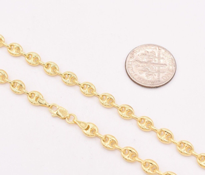 Pre-owned Bayam 4.7mm Puffed Mariner Anchor Chain Necklace Real Solid 14k Yellow Gold 12" 4 Kids