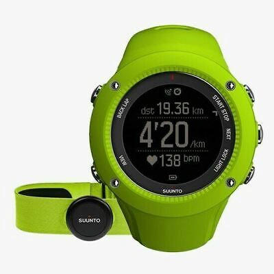 Pre-owned Suunto Ss021261000 Ambit3 Run Lime Heart Rate Mobile Connection Gps Watch