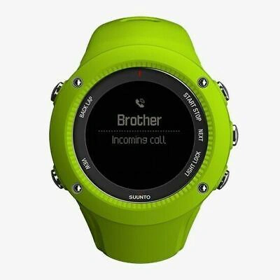 Pre-owned Suunto Ss021261000 Ambit3 Run Lime Heart Rate Mobile Connection Gps Watch