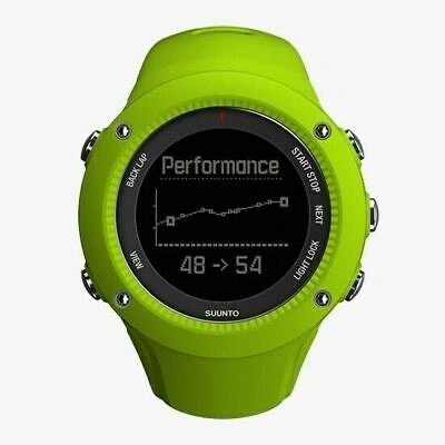 Pre-owned Suunto Ss021261000 Ambit3 Run Lime Heart Rate Mobile Connection Gps Watch