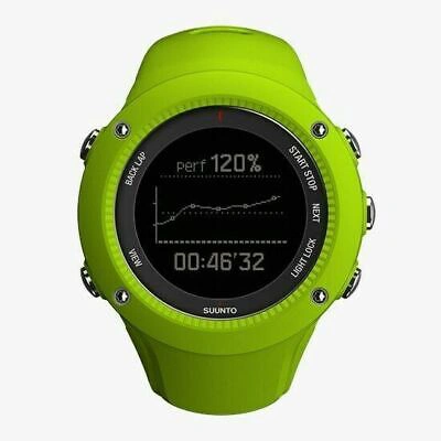 Pre-owned Suunto Ss021261000 Ambit3 Run Lime Heart Rate Mobile Connection Gps Watch