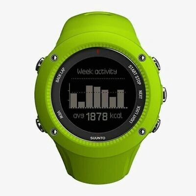 Pre-owned Suunto Ss021261000 Ambit3 Run Lime Heart Rate Mobile Connection Gps Watch