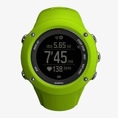 Pre-owned Suunto Ss021261000 Ambit3 Run Lime Heart Rate Mobile Connection Gps Watch