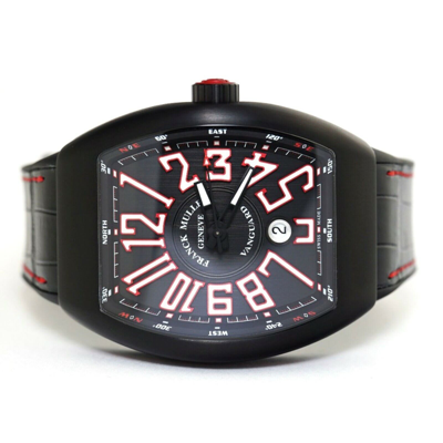 Pre-owned Franck Muller Vanguard Black Titanium Wristwatch V45 Sc Dt Tt Br Er