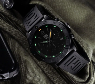 Pre-owned Luminox Xs.3141.bo Pacific Diver All Black Rubber Diver Watch