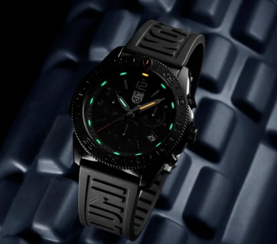 Pre-owned Luminox Xs.3141.bo Pacific Diver All Black Rubber Diver Watch