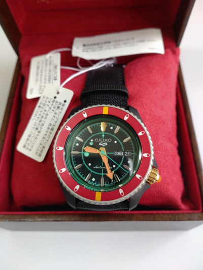 Pre-owned Seiko 5 Sports Men's Watch Jojo's Bizarre Adventure Narancia Ghirga Sbsa037