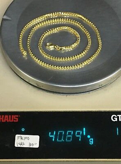 Pre-owned Nova 14k Yellow Gold 30" Solid Franco Curb Box Mens Link 3 Mm 40 Grams Chain Necklace In No Stone