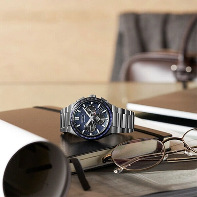 Pre-owned Seiko Astron Nexter Sbxc109 Men's Watch Solar Gps Blue Gray 2022