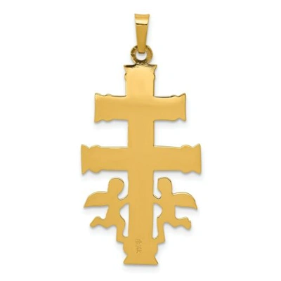Pre-owned Goldia 14k Yellow & White Gold Polished Cara Vaca Crucifix Cross Religious Pendant