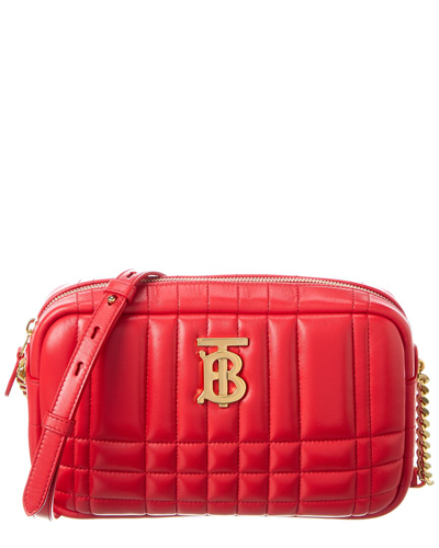 Shop Burberry Lola Small Leather Camera Bag In Red