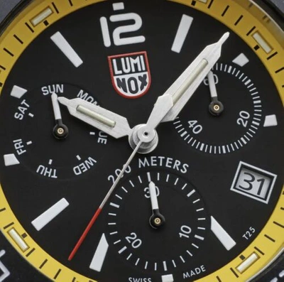 Pre-owned Luminox Swiss Made Pacific Diver Chronograph Yellow Rubber Mens Watch Xs.3145