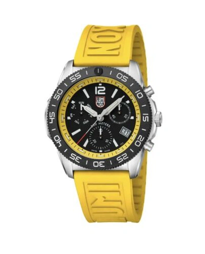 Pre-owned Luminox Swiss Made Pacific Diver Chronograph Yellow Rubber Mens Watch Xs.3145