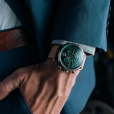 Pre-owned Xeric Halograph Chrono Sapphire Silver Pacific Green