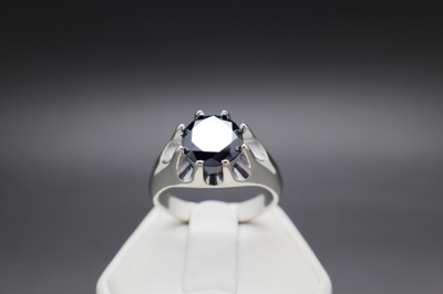 Pre-owned Black Diamond 2.88cts 9.69mm Men's Real  Treated Ring Aaa Grade & $1640 Value. In Fancy Black