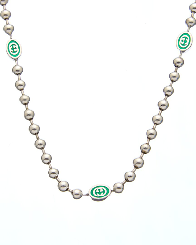 Shop Gucci Silver Interlocking G Necklace In White