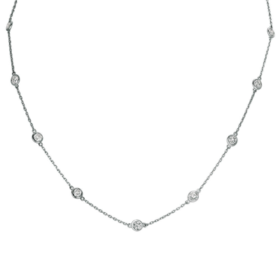 Pre-owned Morris &amp; David 0.33 Carat Diamond By The Yard Necklace Si 14k White Gold 14 Stones 18 Inches