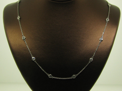 Pre-owned Morris &amp; David 0.33 Carat Diamond By The Yard Necklace Si 14k White Gold 14 Stones 18 Inches