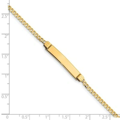 Pre-owned Accessories & Jewelry 14k Yellow Gold Engraveable Plate 5mm Baby Id Children's Curb Link Bracelet 6"