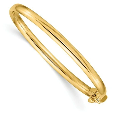 Pre-owned Children 's 14k Yellow Gold Children's Polished Hinged 3.75mm Baby Bangle Kid's Jewelry 5"