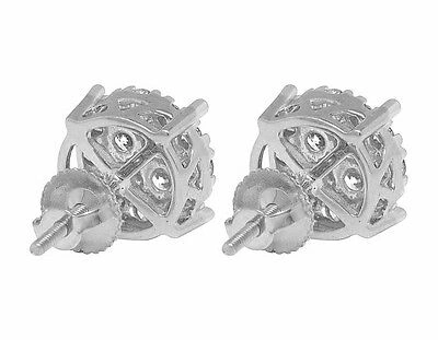 Pre-owned Jewelry Unlimited 10k White Gold Genuine Diamond Ladies Round Cluster Studs Earrings 1ct 10mm