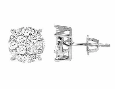 Pre-owned Jewelry Unlimited 10k White Gold Genuine Diamond Ladies Round Cluster Studs Earrings 1ct 10mm