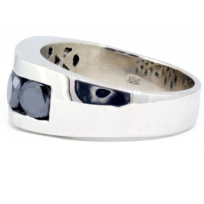 Pre-owned Navid Jewelry 5.00 Carat Black Diamond Men's Ring 925 Sterling Silver