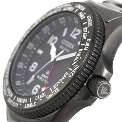 Pre-owned Citizen Promaster Land Bj7107-83e Eco-drive Gmt Black Dial World Time Men Watch In Dark Slate Gray
