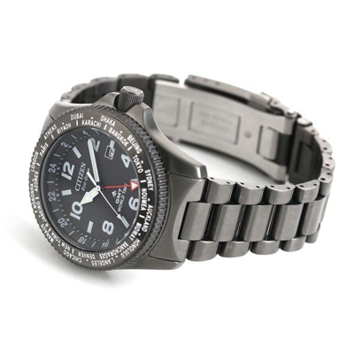 Pre-owned Citizen Promaster Land Bj7107-83e Eco-drive Gmt Black Dial World Time Men Watch In Dark Slate Gray