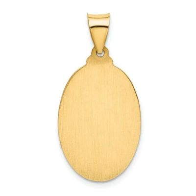 Pre-owned Goldia 14k Yellow Gold Satin & Polished St. Christopher Protect Us Medal Oval Pendant