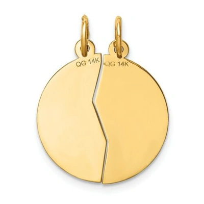 Pre-owned Pricerock 14k Yellow Gold Engraveable Laser Etched Mizpah Coin Religious Break Apart Charm