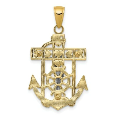 Pre-owned Goldia 14k Two Tone Gold Solid Mariner's Crucifix Cross Christianity Religious Pendant