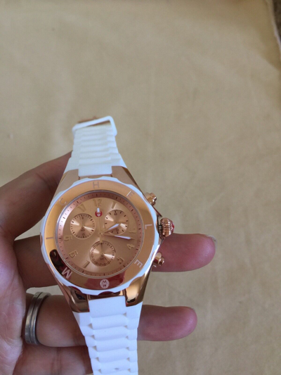 Pre-owned Michele (on Sale)  Jelly Bean White Watch Mww12f000030 Retail $400