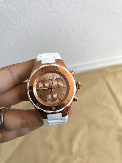 Pre-owned Michele (on Sale)  Jelly Bean White Watch Mww12f000030 Retail $400