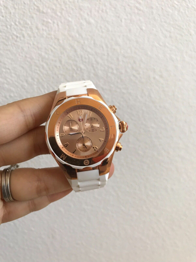 Pre-owned Michele (on Sale)  Jelly Bean White Watch Mww12f000030 Retail $400