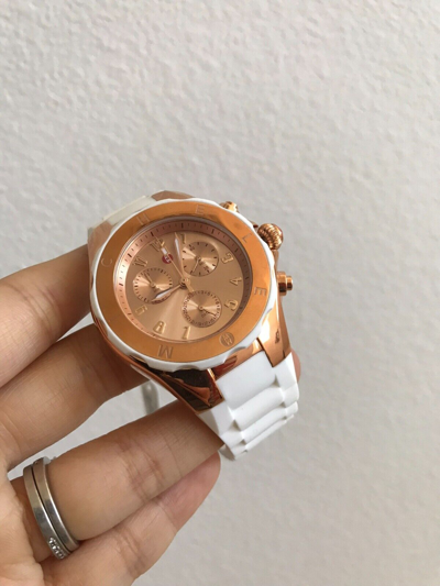 Pre-owned Michele (on Sale)  Jelly Bean White Watch Mww12f000030 Retail $400