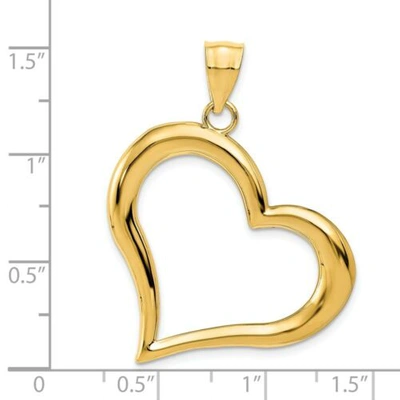 Pre-owned Goldia 14k Yellow Gold Casted Polished Hollow Heart Beautiful Love Heart Charm Pendant